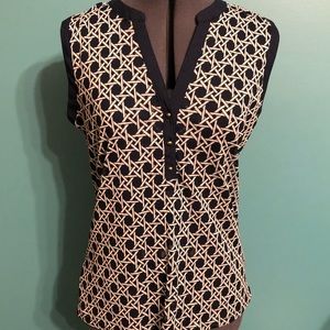 Navy geometric blouse